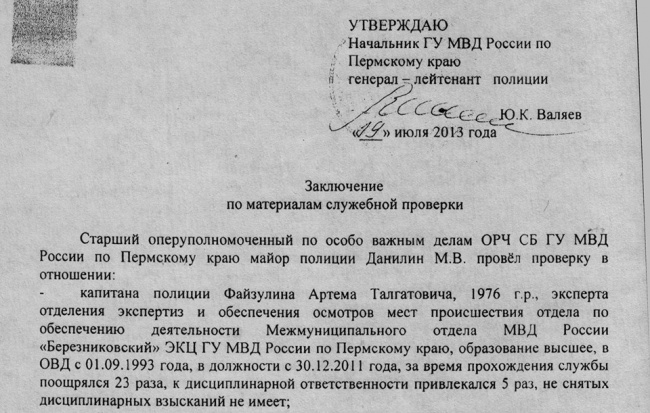 Служебная проверка мвд образец