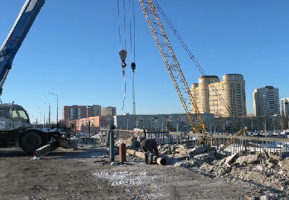 В Перми начали разбирать путепровод на шоссе Космонавтов
